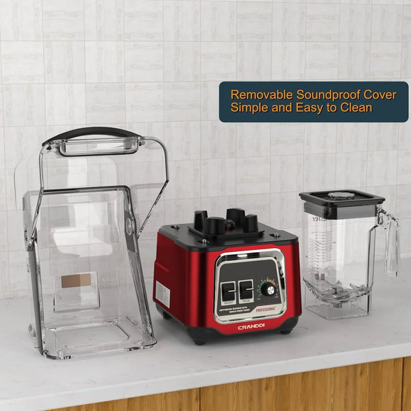 Commercial Blender, 2200W Countertop Blenders with Removable Shield, Quiet Smoothie Blender for Shakes and Ice Crushing, 52Oz, 38000 RPM Professional Blenders for Kitchen, K80 (Red)9