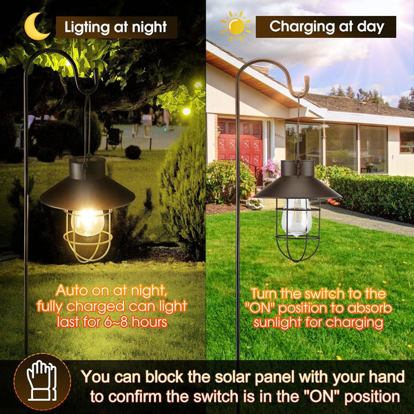 4 Pack 31 in Hanging Solar Light Outdoor with Shepherd Hook,Black5