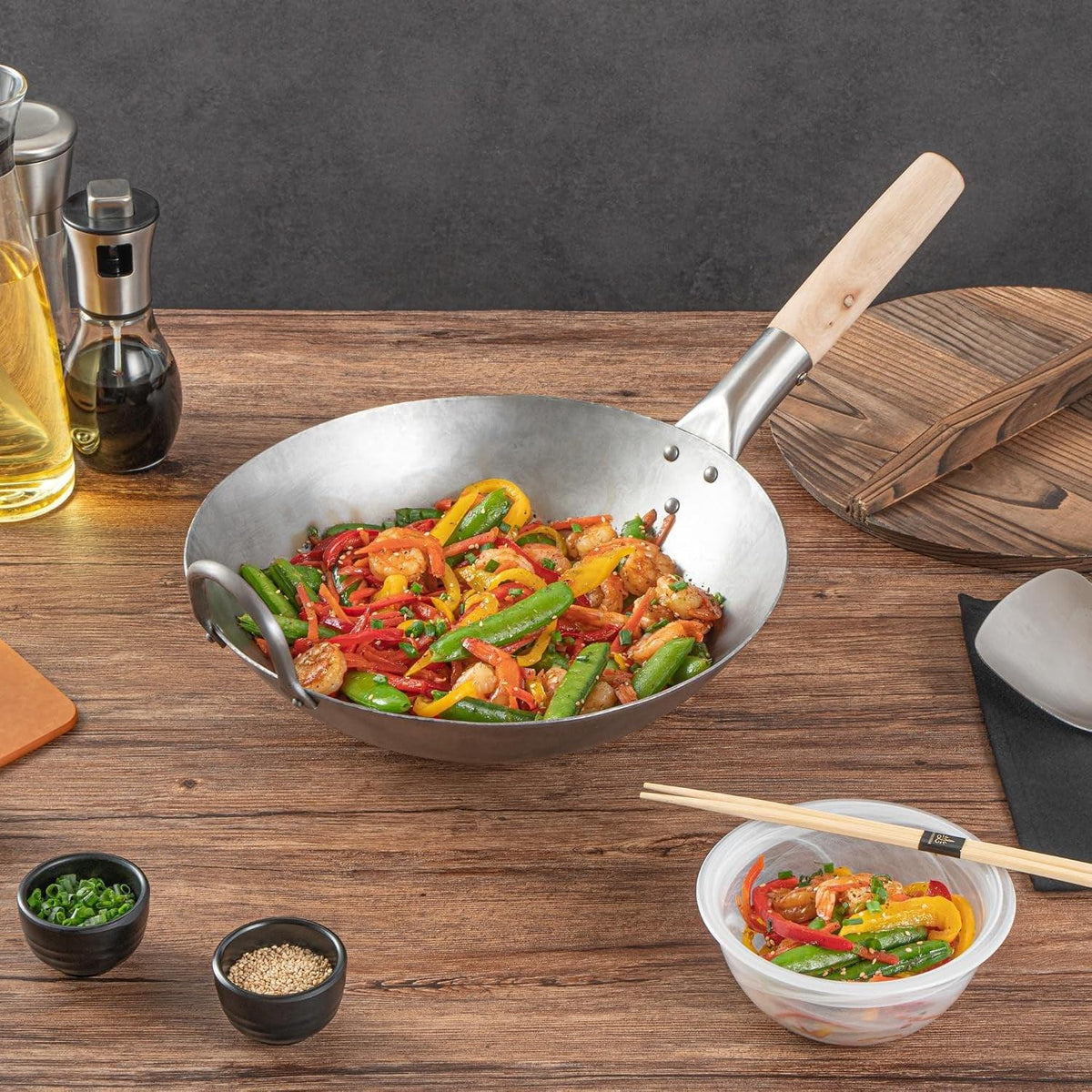 carbon-steel-wok-1-pack-of-12-inch-heavy-duty-stir-fry-pan-silver-hand-hammered-wok-efficient-maneuvering-steel-helper-handle-uniform-heat-distribution-asian-cooking
