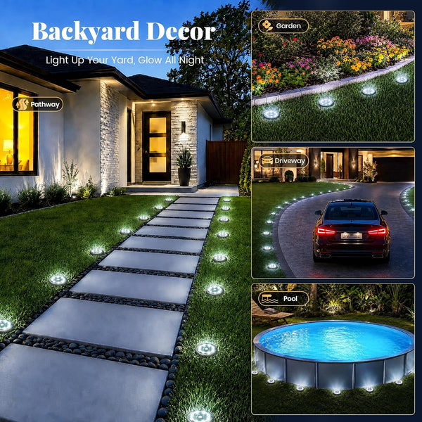 10 Pack Small Solar Ground Lights, Pathway Lights Cool White2