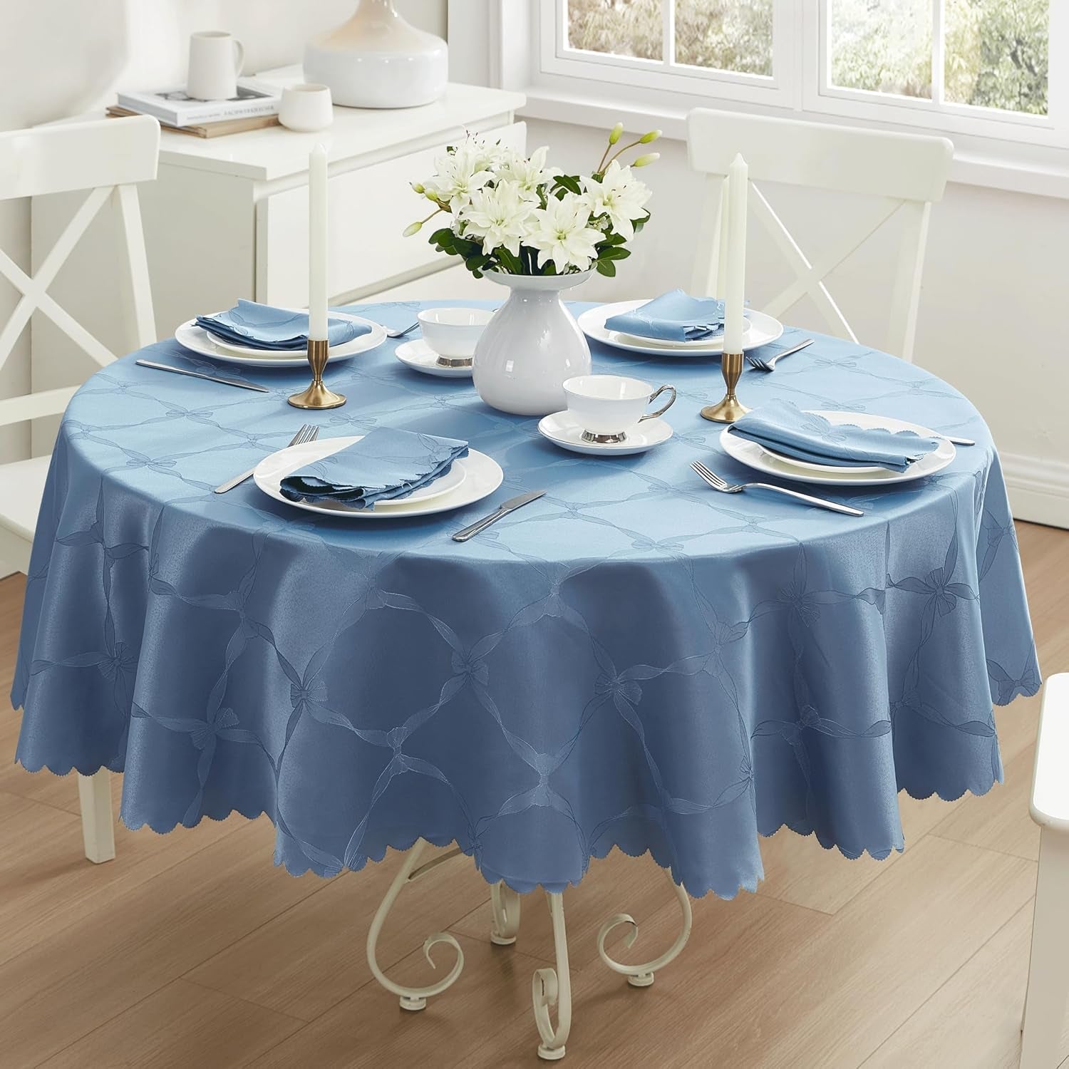 ribbons-and-bows-damask-fabric-tablecloth-blue-70-inch-round-wrinkle-stain-resistant-table-cover