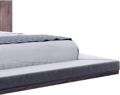 Noe Zen Japanese Low Profile Queen Bed W Nightstand- Dark Gray- Walnut5