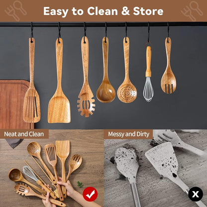 Natural Acacia Wooden Kitchen Utensils Set (8 Pieces)6