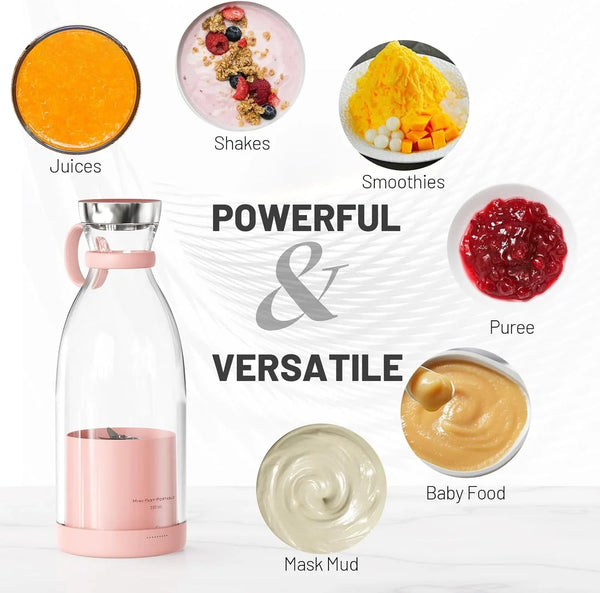Portable Blender for Shakes and Smoothies with 11.83 Oz Travel Cup and Lid,Durable Stainless Steel Blades for Juice Blending Performance, Pink5