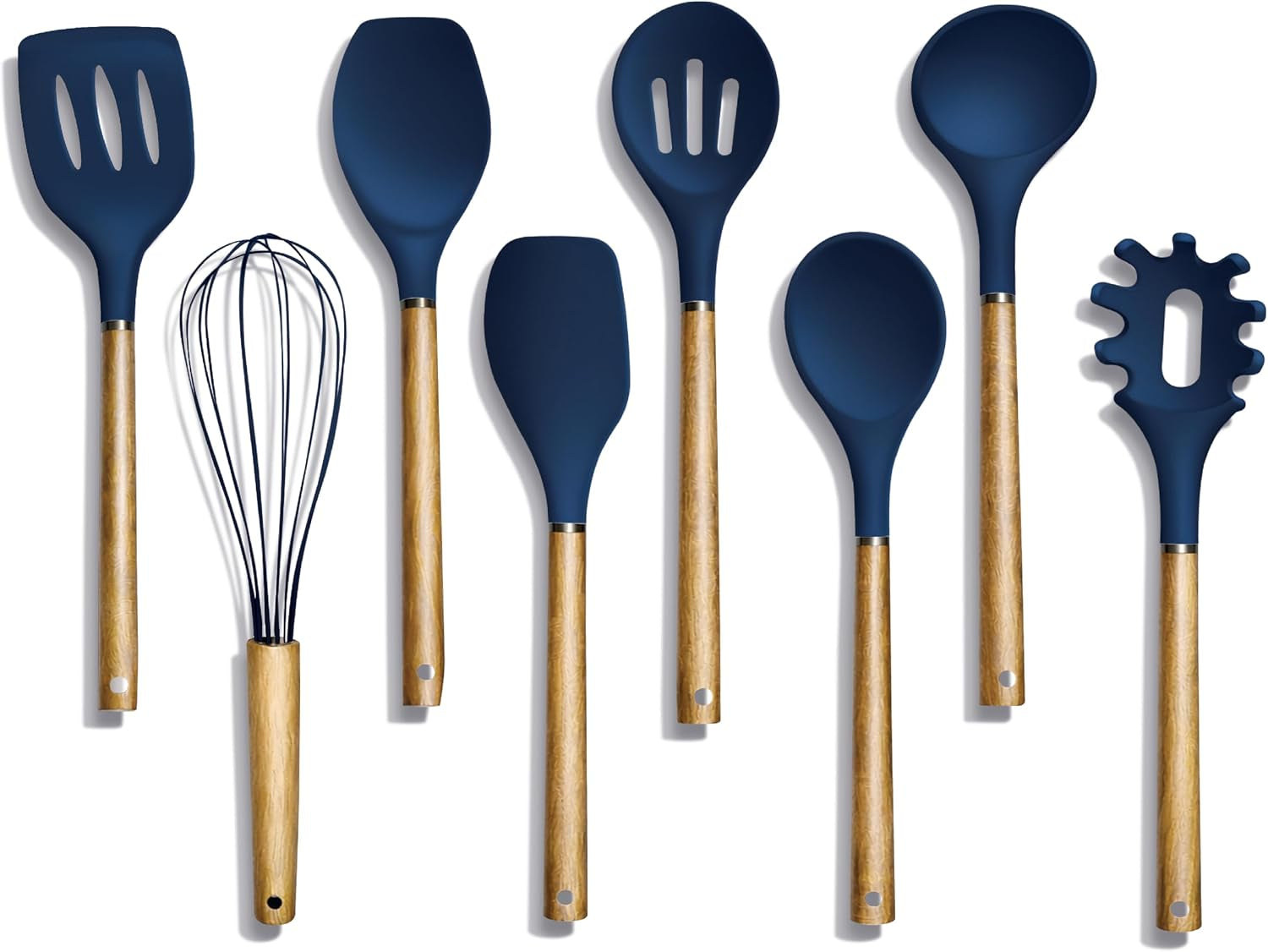 non-stick-silicone-utensil-set-with-rounded-wood-handles-for-cooking-and-baking-8-piece-set-navy