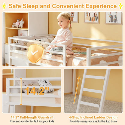 Loft Bed Twin Size with Stairs and Guard, White3