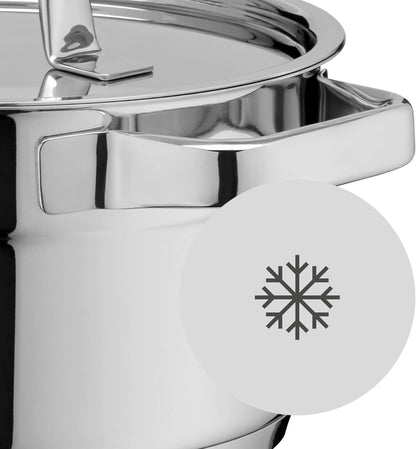 Compact Cuisine 5-Piece Induction Saucepan Set with Glass Lid, Polished Cromargan Stainless Steel, Induction Pots Set, Uncoated, Inner Scale4