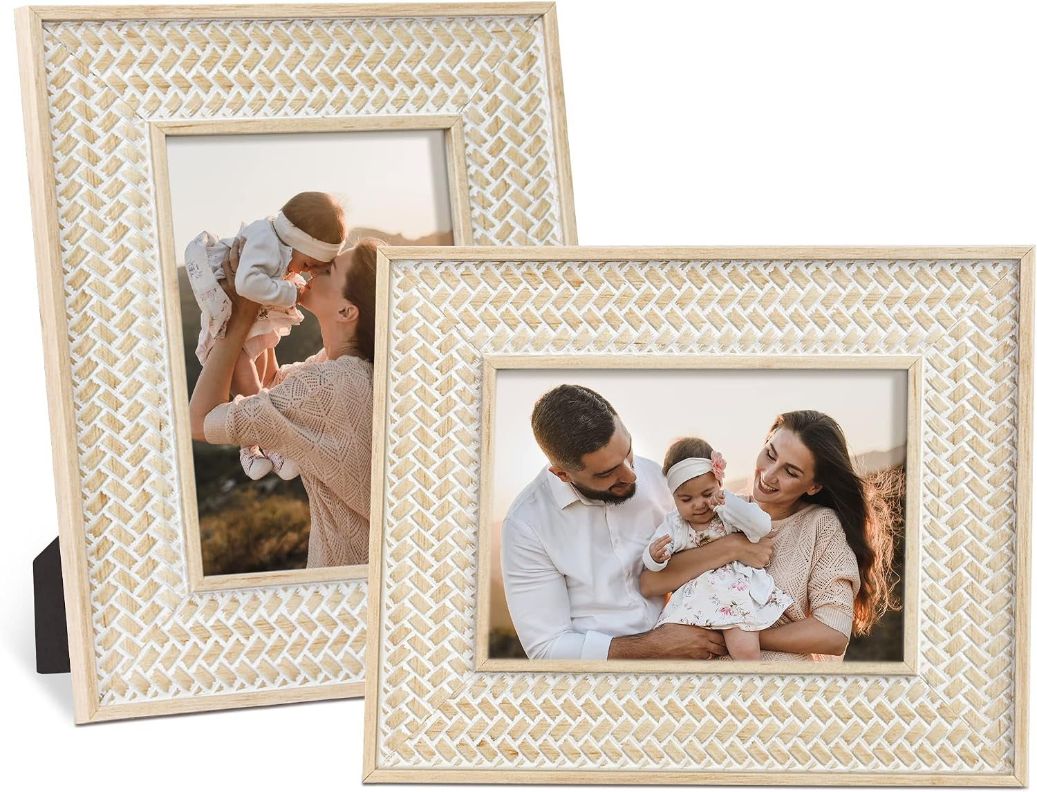 boho-5x7-picture-frame-rattan-photo-frame-set-of-2