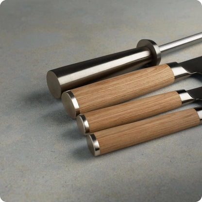 Shun Classic Blonde 5 Piece Starter Block Set, Includes 8" Chef, 3.5" Paring & 6" Utility Knives, Handcrafted Japanese Knife Block Set, Damascus Stainless Steel Cladding, Pakkawood Handle4
