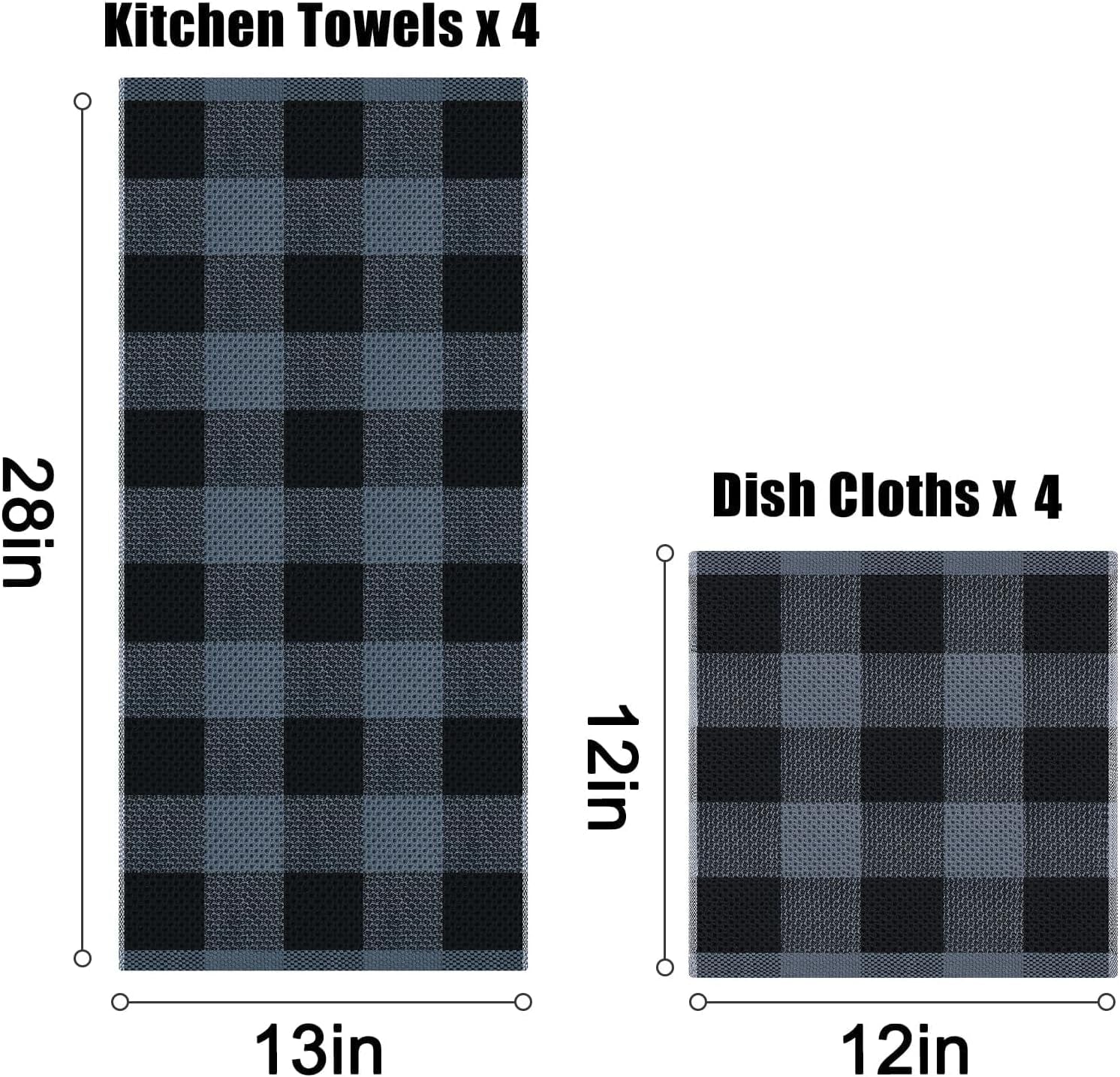 kitchen-towels-and-dishcloths-set-set-of-8-black-grey