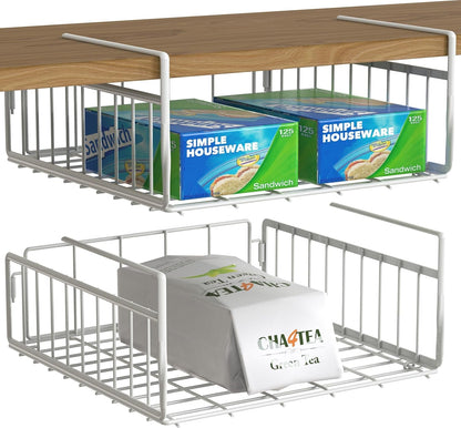2-Pack under Shelf Wire Metal Basket Shelf, White1