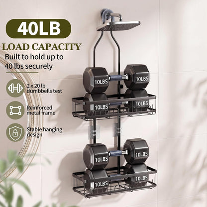 Shower Caddy Hanging over Shower Head, Adjustable, Black6
