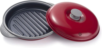 Microwave Grill Pan | Microwave Griller, Griddle & Crisper Pan with Lid for Grilling, Browning, and Crisping Foods Microwave Cookware for Grill Meat, Sandwich & Vegetable inside a Microwave1