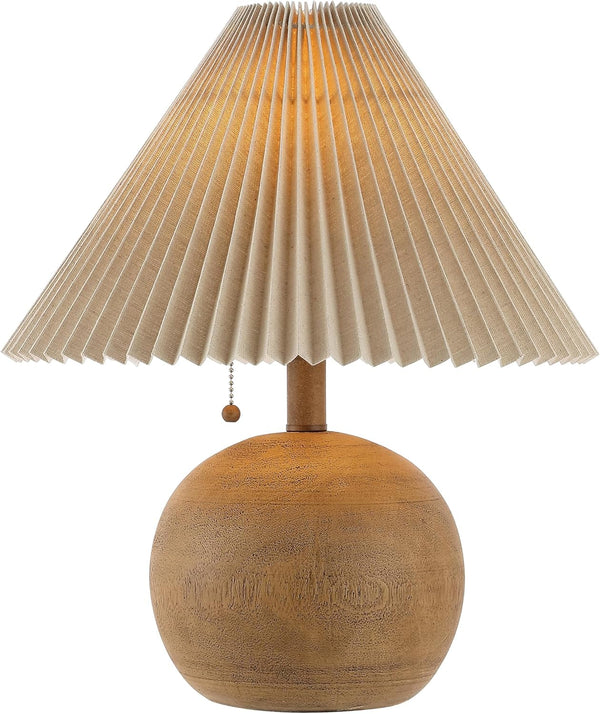 Aksel Sphere Table Lamp Coastal 17.25", Brown Wood Finish1