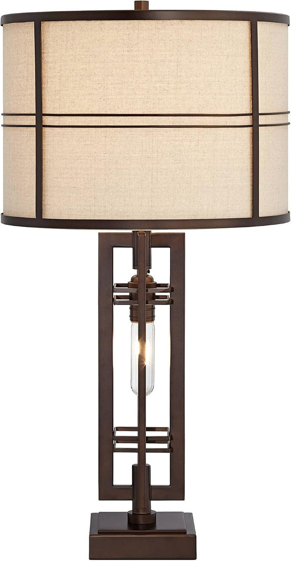 Trenton 28" Tall Table Lamp Night Light Bronze Brown Industrial7