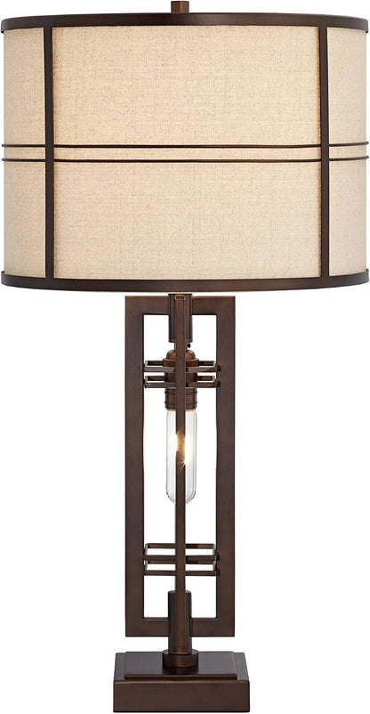 Trenton 28" Tall Table Lamp Night Light Bronze Brown Industrial7