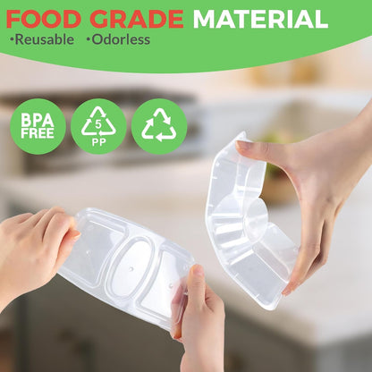 8 OZ Reusable Snack Containers with Lids, New 3 Compartment Condiment Snack Pack Containers 20 Sets3