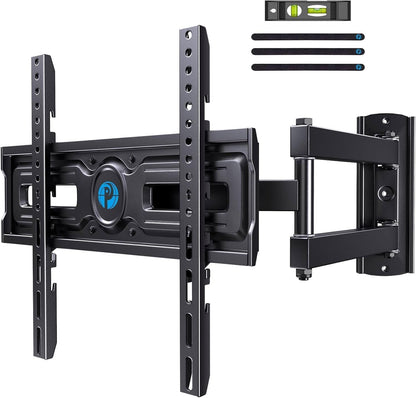 Full Motion TV Wall Mount for Most 26-65 Inch Flat & Curved Tvs up to 77 Lbs, Adjustable Bracket Height, Corner TV Mount with Single Articulating Arm, Max VESA 400X400Mm, PIMF91