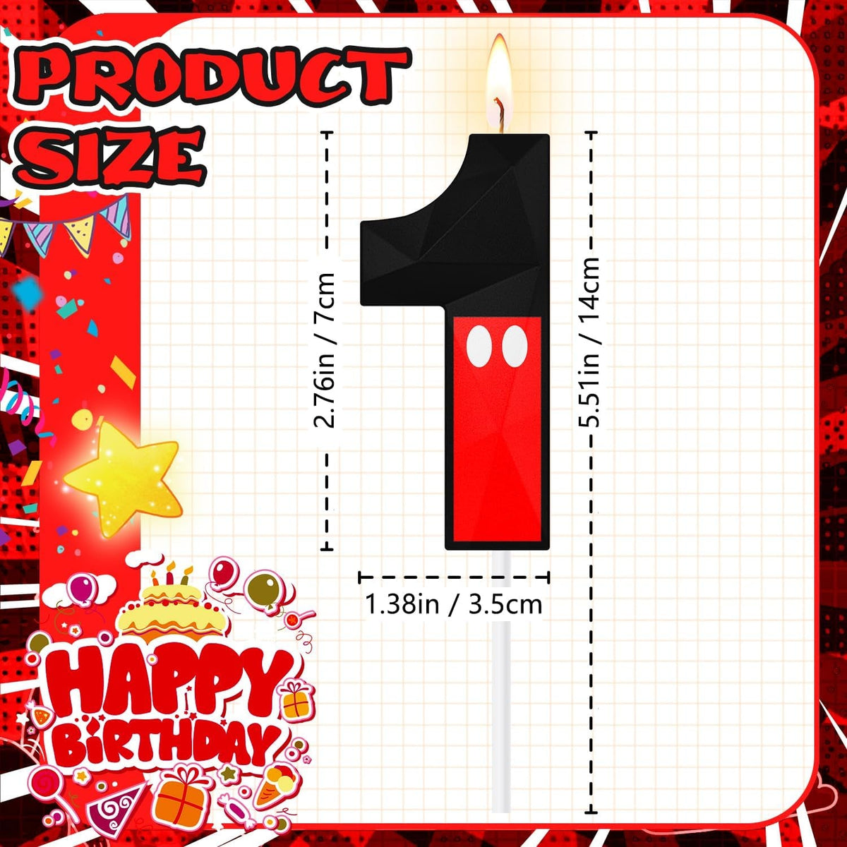 large-3d-cartoon-mouse-number-1-birthday-candles-5-2-76-inches-cake-topper-for-boys-girls-kids-black-and-red-animated-theme-birthday-decorations-for-anniversary-celebrations-number-1