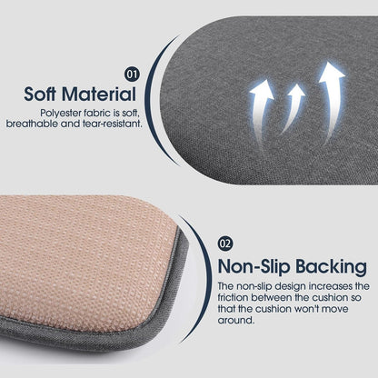 Chair Cushions, 4 Pack Memory Foam Chair Pads, Grey | Dining Chair Pads with Fixed Straps, Thin Seat Cushion, Anti-Slip Kitchen Chair Cushion Set2
