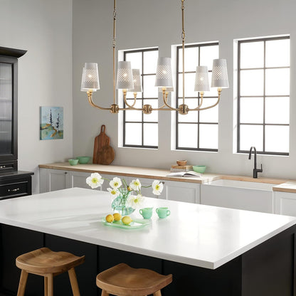 Adeena 8-Light Linear Chandelier Light, Brushed Natural Brass16