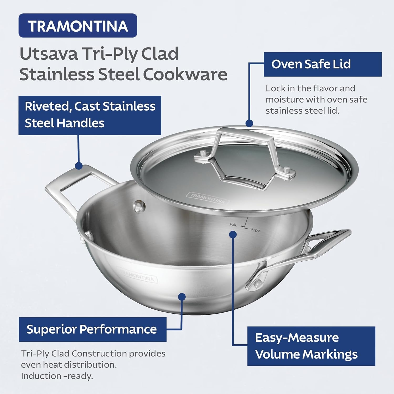 utsava-2-75-quart-tri-ply-clad-stainless-steel-kadai-with-lid-kadhai-pot-for-indian-cooking