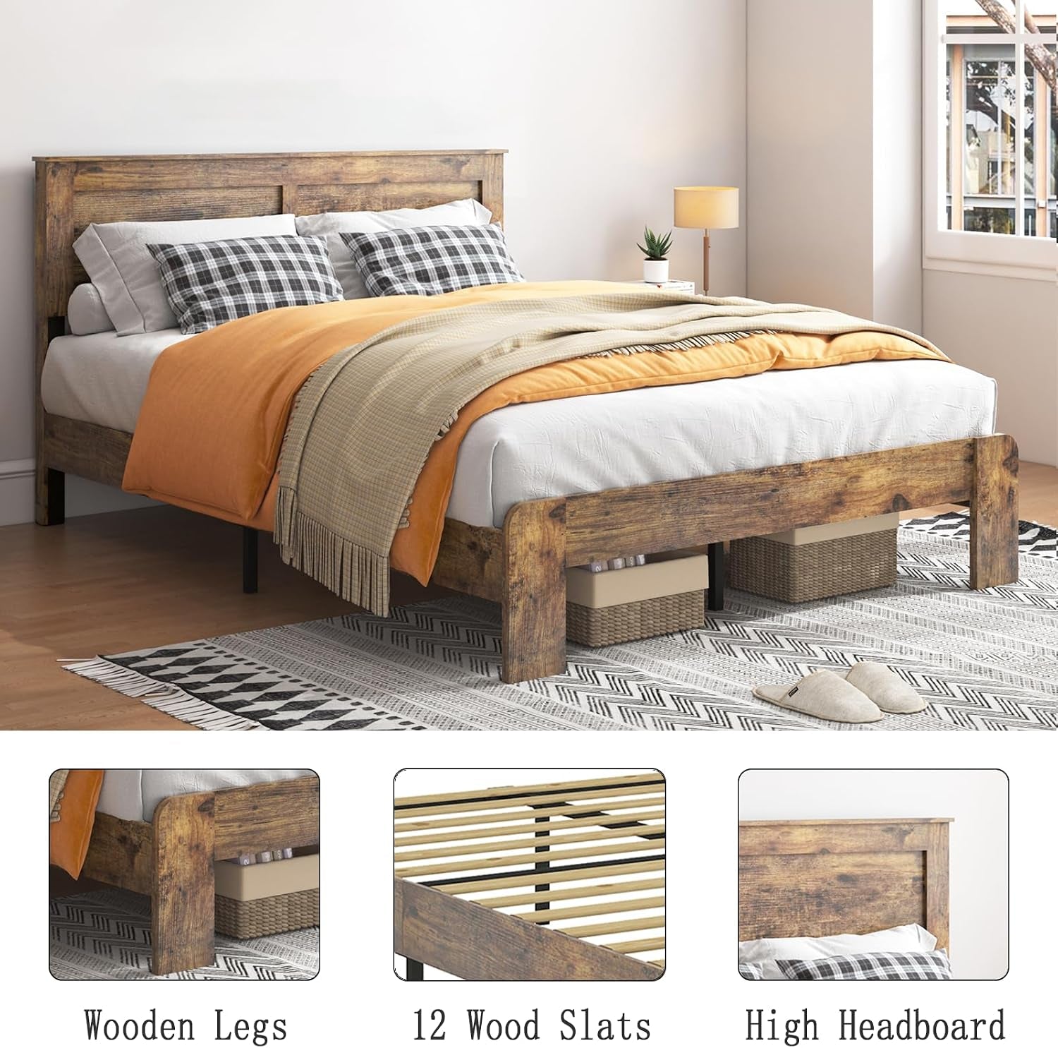 wood-king-bed-frame-with-headboard-vintage-brown