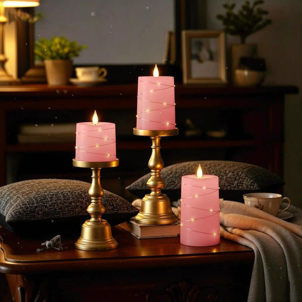Pink Battery Operated Flameless LED Pillar Candle with Remote Timer9