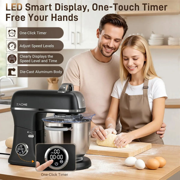 7 Quart Stand Mixer Aluminum Die Casting, 650W 12 Speed Tilt-Head Kitchen Electric Stand Mixer, Household Food Mixer with Stainless Steel Bowl, Dough Hook, Whisk and Beater-Black3