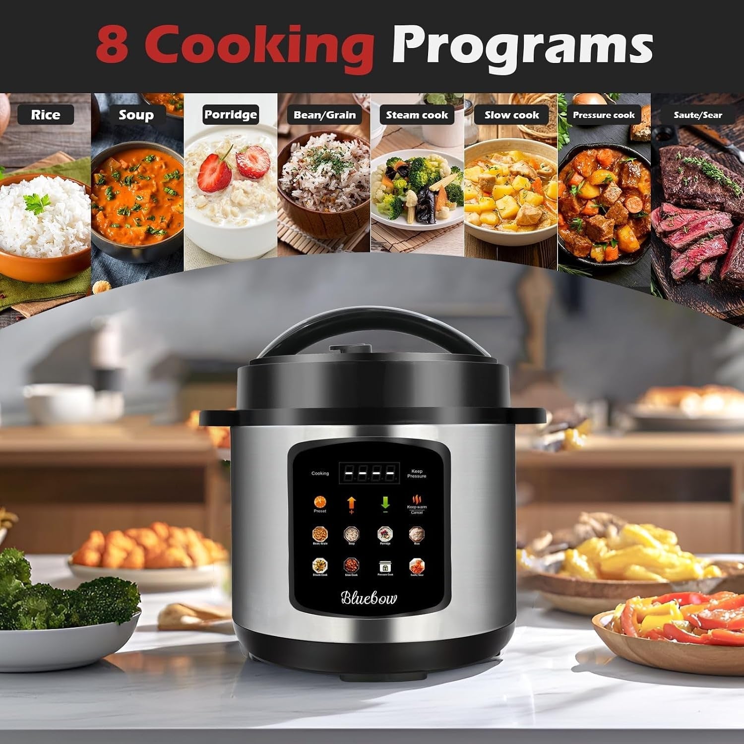 chefvia-6-5-quart-8-in-1-electric-pressure-cooker-stainless-steel-multi-cooker-with-led-display-slow-cook-rice-steam-saute-warm-functions-black-silver-kitchen-appliance