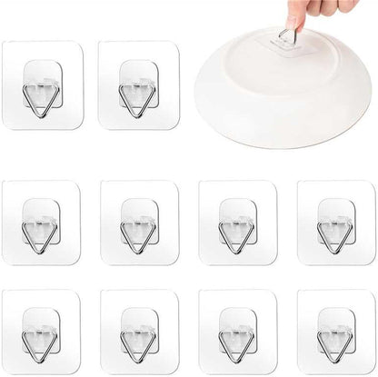 10 Pack Invisible Vertical Plate Hangers, 2.3 Inch Adhesive Plastic Hooks for Hanging Decorative Plates, Wall Art, and Small Artwork1