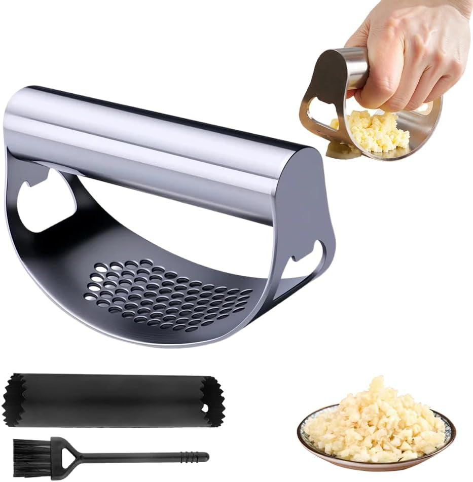 garlic-press-rocker-2024-new-stainless-steel-garlic-mincer-garlic-crusher-with-peeler-new-innovative-garlic-chopper-with-peeler-and-scraper-for-smash-garlic-black-1pcs