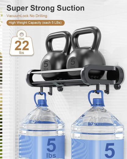 Suction Cup Shower Shelf, Removable, Holds 22Lbs, No Drilling, Black2