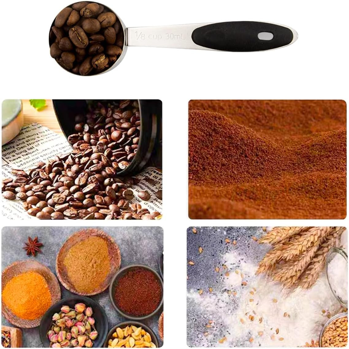2-pcs-1-8-cup-stainless-steel-measuring-scoops-coffee-measuring-scoop-30ml-small-coffee-scoop-measuring-cup-with-black-silicone-handle-large-capacity-and-comfortable-hand-feeling-tablespoon