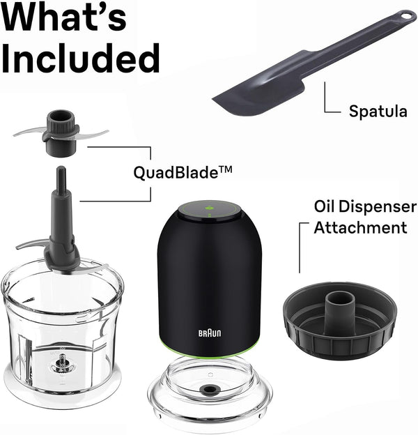 Braun Easyprep™ Mini Food Processor, 4 Cup, Two Speed Pulse, Quadblade | #1 Hand Blender Brand, Chop, Mince, Puree, Crush, One Hand Control, Removable Blades6