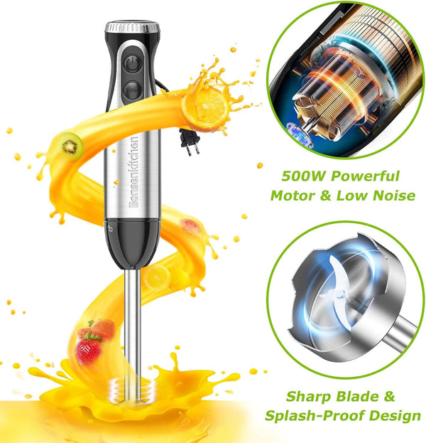 Immersion Blender with Food Processor, 20 Speeds & Turbo Mode | 4-In-1 Emulsion Hand Blender, Egg Whisk, 24 Oz Beaker & Chopper Bowl, Portable Hand Mixer for Smoothie, Soup, Baby Food6