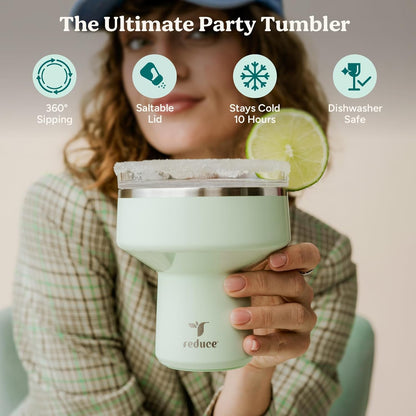Saltini 16Oz Margarita Tumbler - Insulated Cocktail Glass with Lid | 360 Sippable Martini Glass Alternative, Keeps Drinks Cold for 10 Hours, Daiquiri, Saltable Splash-Proof Lid, Cocktail Tumbler2