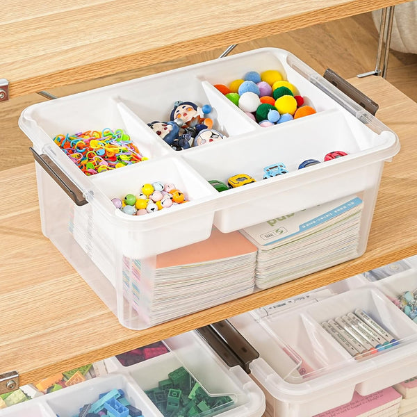 17 QT Stackable Clear Craft Organizers and Storage Box with Removable Tray4