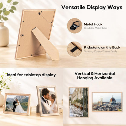 5X7 Solid Oak Wood Picture Frames, 4 Pack5
