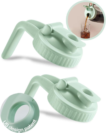 2 Pack Wide Mouth Mason Jar Lids V-Shaped with Handle, Mason Jar Pour Spout Lid with Extended Flip Lid Easy to Open, Airtight Leak Proof and Durable1