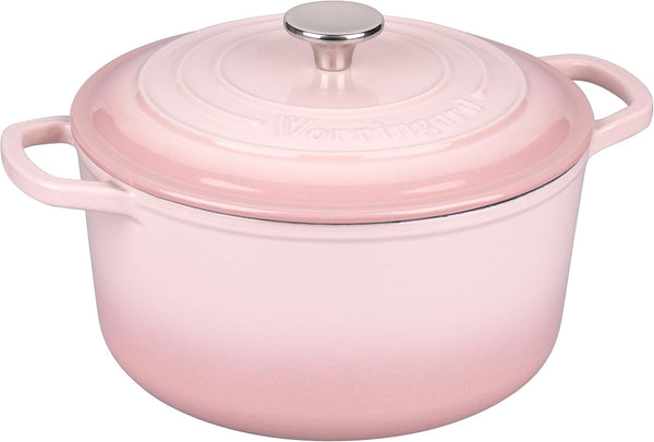Enameled Cast Iron Dutch Oven Pot with Lid, for Sourdough Bread Baking, round Dutch Ovens, 4.5 Quart, Pink6