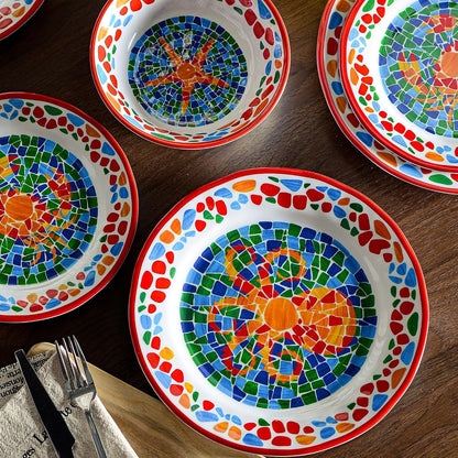 Melamine Dinnerware Set, 12 Pcs Dishware Sets, Plate and Bowl Set for 41