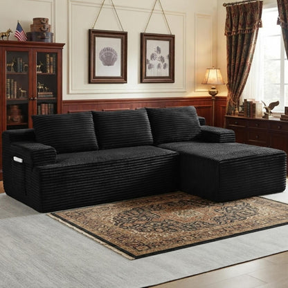 96" L Shaped Sectional Sofa Boneless Cloud Couch for Living Room - Corduroy Memory Foam Modular Sofa Compression Couches with Deep Seat for Living Room Bedroom, No Assembly1