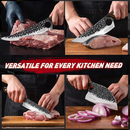 Butcher Knife Set, Serbian Chef Knife Set with Roll Bag Gift for Men4