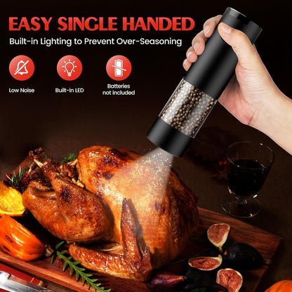 Electric Salt and Pepper Grinder Set Automatic Battery Pepper Mill Shakers Adjustable Coarseness Upgraded Larger Capacity with Led Home and Kitchen Appliances Birthday Gifts for Women Men4