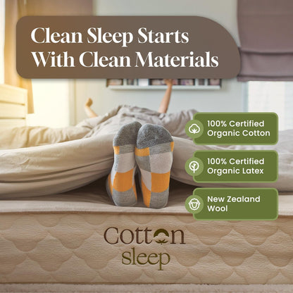 11" Organic Mattress – GOTS Cotton & Wool, GOLS Natural Latex, Hybrid Pocket Coil, Non-Toxic, Fiberglass Free, No Polyfoam, Made in USA – Medium – Queen2