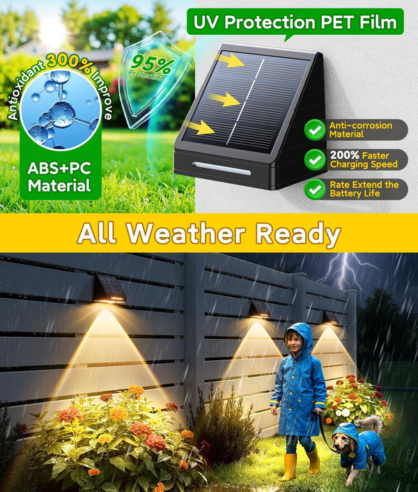 Solar Fence Lights Outdoor Waterproof 10 Pack, Solar Fence Lights with Ultra-Bright LED Lens, 10 Modes & 9 Colors Outdoor Solar Lights for Fence, Backyard, Railing, Patio, Wall, Step, Deck6