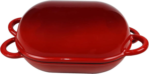 Enameled Cast Iron Bread Pan Dutch Oven with Lid and Loop Handles - Red – Oven Safe Form for Baking and Cooking, Artisan Bread Kit - Loaf Pan7