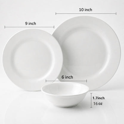 Melamine Dinnerware Sets-12 Pcs Dinner Dishes Set for 4,White Melamine Dinner Plates Set of 12,Rv White Plates Set, Kitchen Plates and Bowls Set,Dishwasher Safe, Unbreakable,Lightweight2