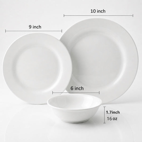 Melamine Dinnerware Sets-12 Pcs Dinner Dishes Set for 4,White Melamine Dinner Plates Set of 12,Rv White Plates Set, Kitchen Plates and Bowls Set,Dishwasher Safe, Unbreakable,Lightweight2